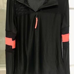 Black Quarter-Zip Pullover with Pink Accents